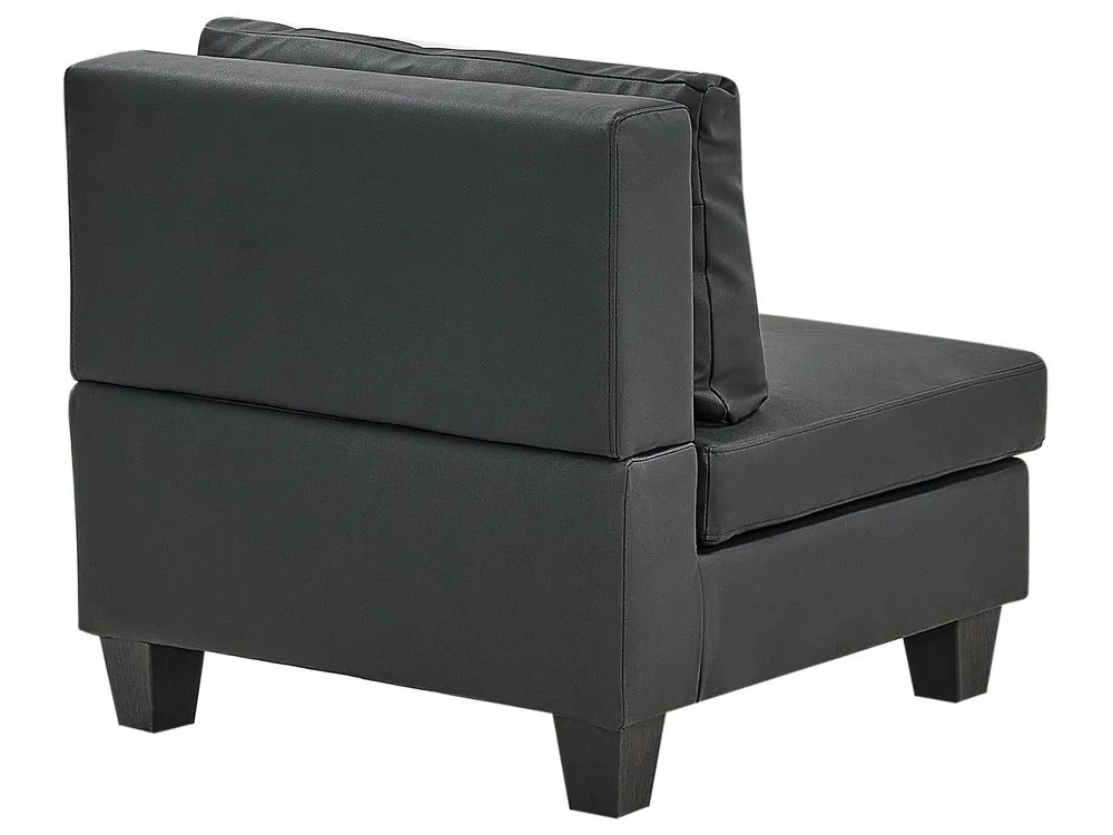 5-Seater Modular Faux Leather Sofa with Ottoman Black UNSTAD