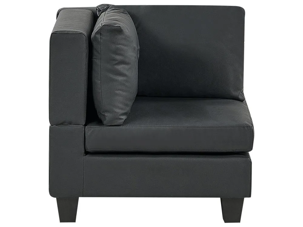 5-Seater Modular Faux Leather Sofa with Ottoman Black UNSTAD