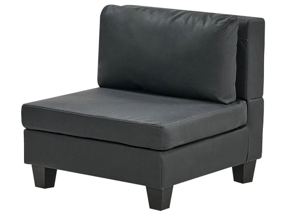 5-Seater Modular Faux Leather Sofa with Ottoman Black UNSTAD