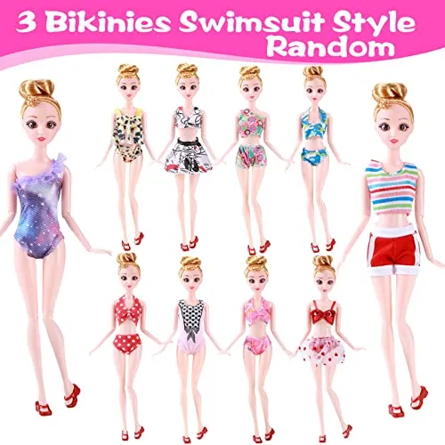 56 Set Abbigliamento e Accessori per Barbie Doll, Accessori per Bambole Mini Vestiti Abiti Pantaloni Bikini Scarpe Borsa Accesso