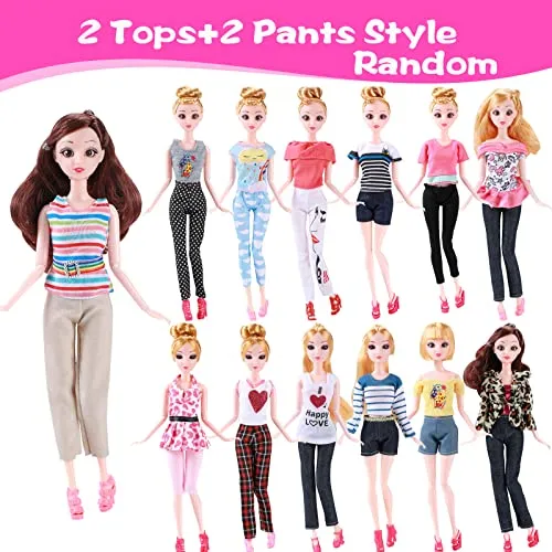 56 Set Abbigliamento e Accessori per Barbie Doll, Accessori per Bambole Mini Vestiti Abiti Pantaloni Bikini Scarpe Borsa Accesso