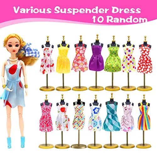 56 Set Abbigliamento e Accessori per Barbie Doll, Accessori per Bambole Mini Vestiti Abiti Pantaloni Bikini Scarpe Borsa Accesso