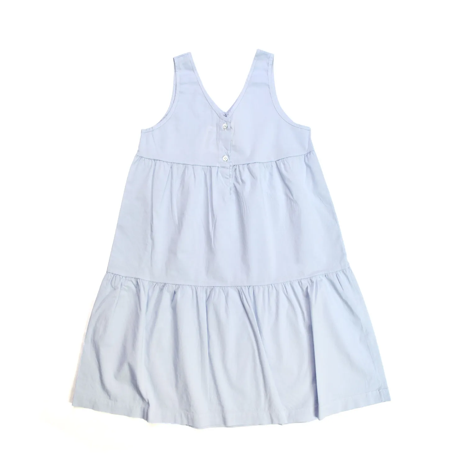 Abito Celeste Bambina Con Spilla Floreale