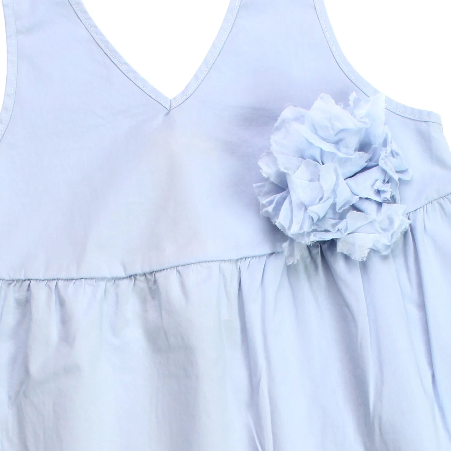 Abito Celeste Bambina Con Spilla Floreale
