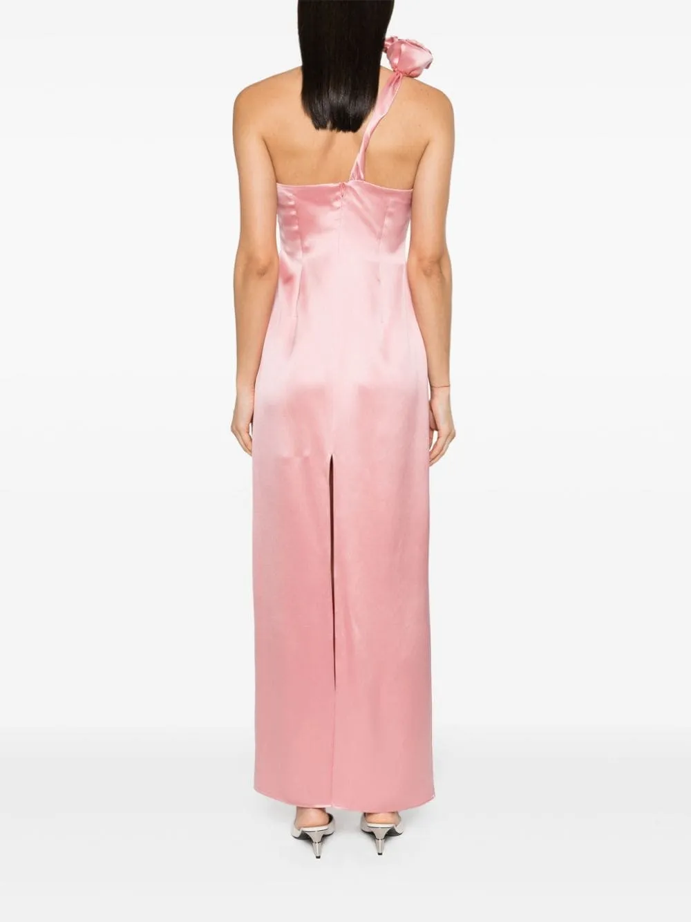 Abito da sera con finitura satinata in rosa - donna
