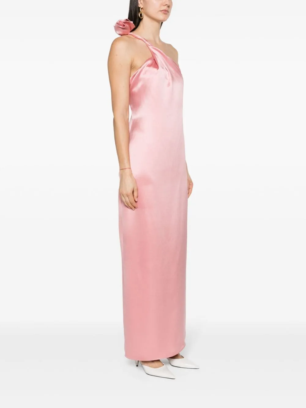 Abito da sera con finitura satinata in rosa - donna