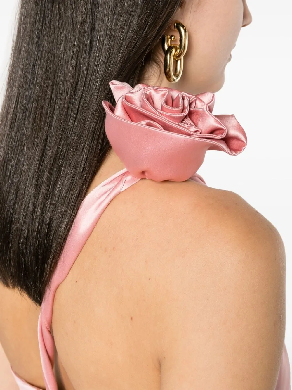 Abito da sera con finitura satinata in rosa - donna