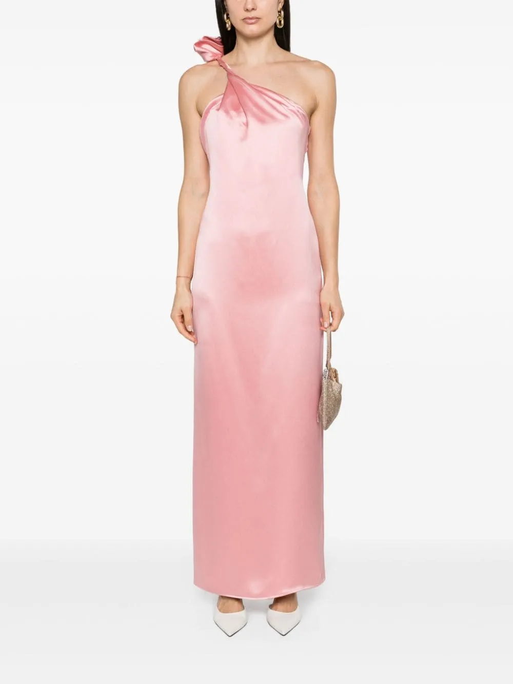 Abito da sera con finitura satinata in rosa - donna