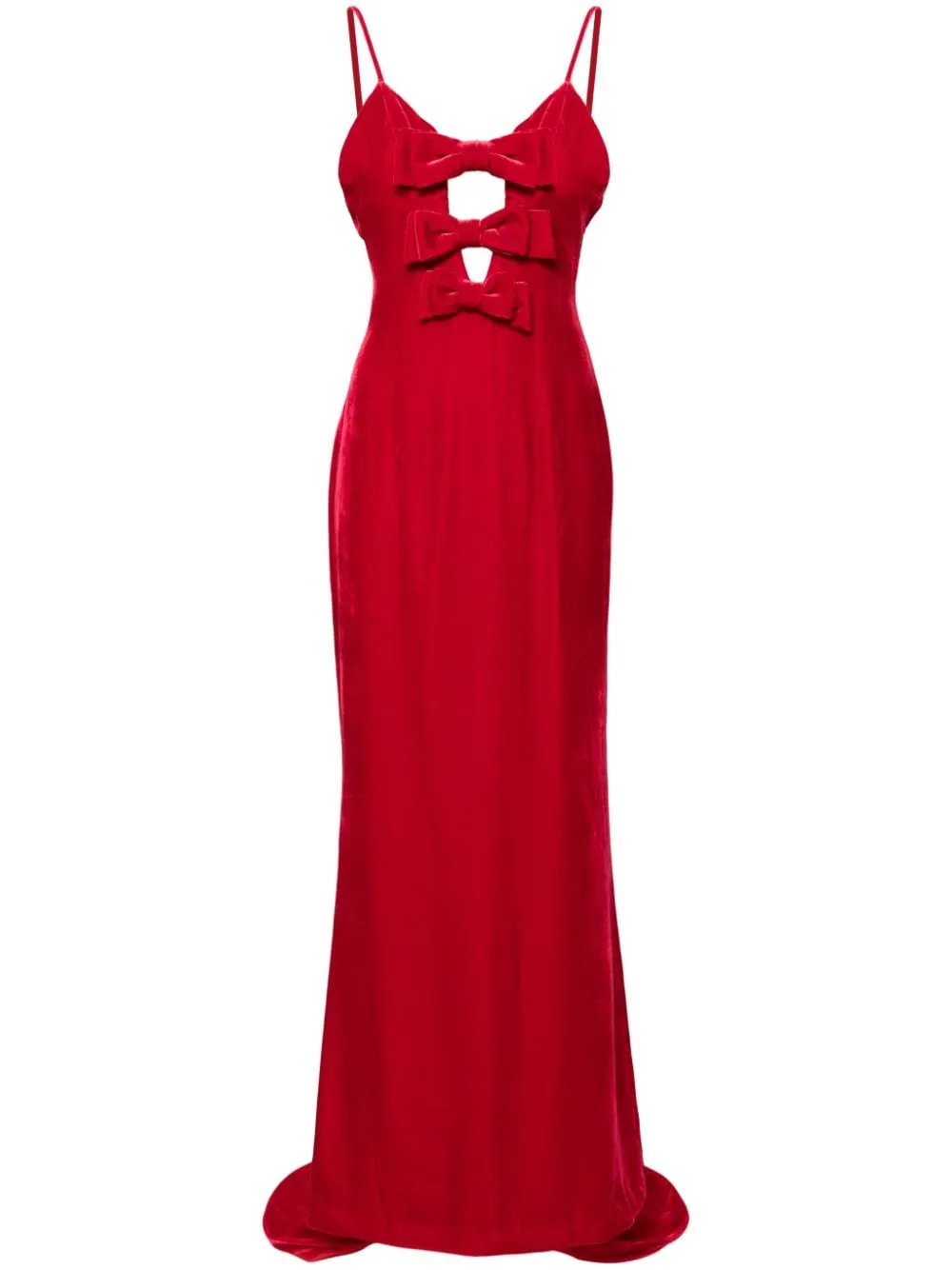 Abito da sera con fiocchi in velluto rosso Alessandra Rich - donna