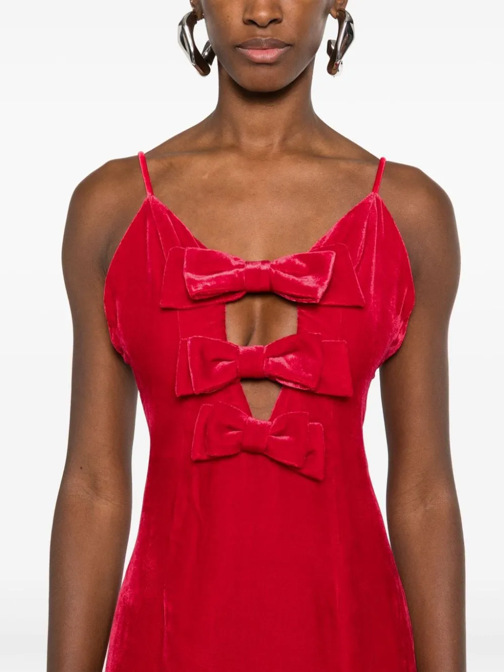 Abito da sera con fiocchi in velluto rosso Alessandra Rich - donna