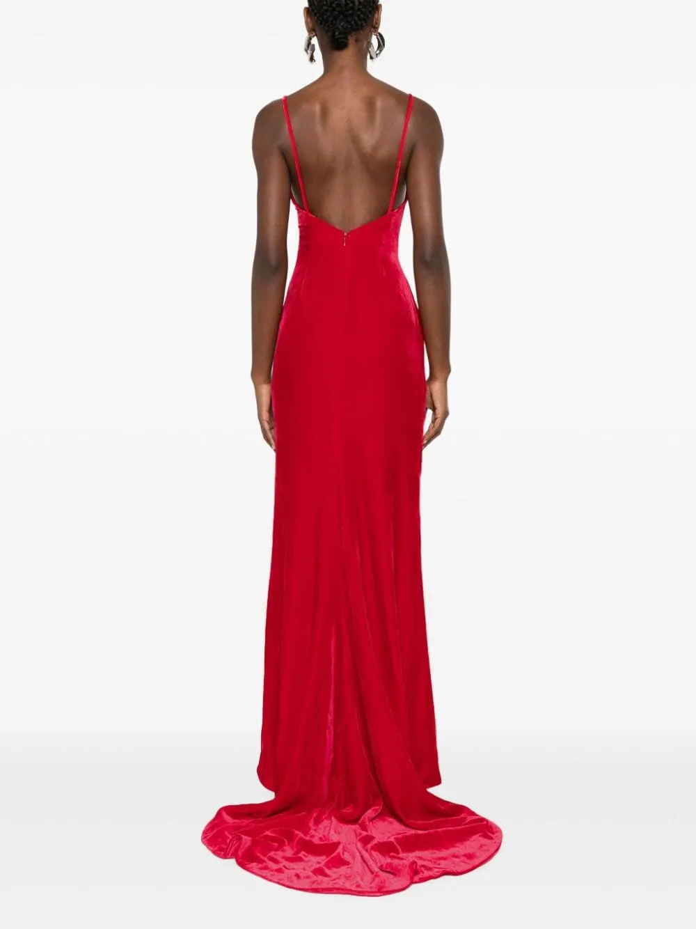 Abito da sera con fiocchi in velluto rosso Alessandra Rich - donna
