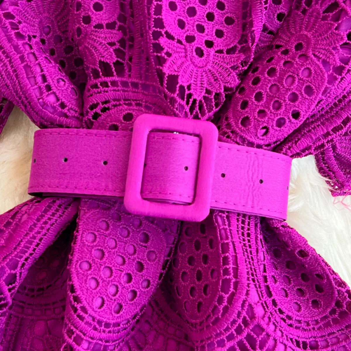 Abito lungo da donna vintage vintage in pizzo cavo viola/rosso/bianco abito lungo femminile elegante con scollo tondo e manica c