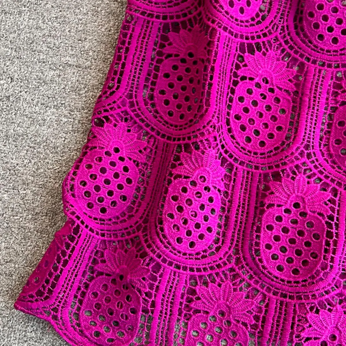Abito lungo da donna vintage vintage in pizzo cavo viola/rosso/bianco abito lungo femminile elegante con scollo tondo e manica c
