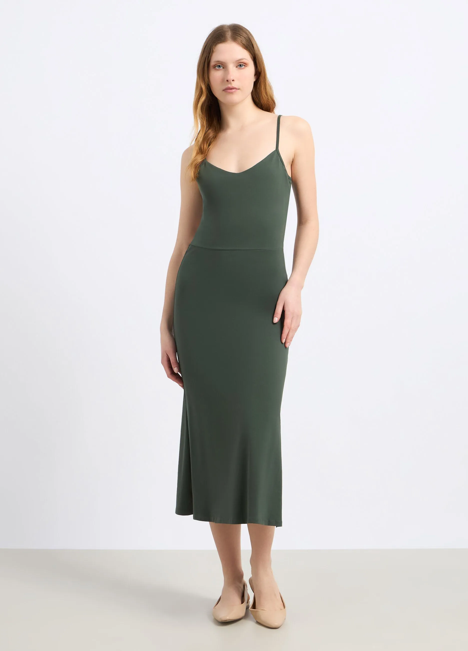Abito lungo in cotone stretch donna
