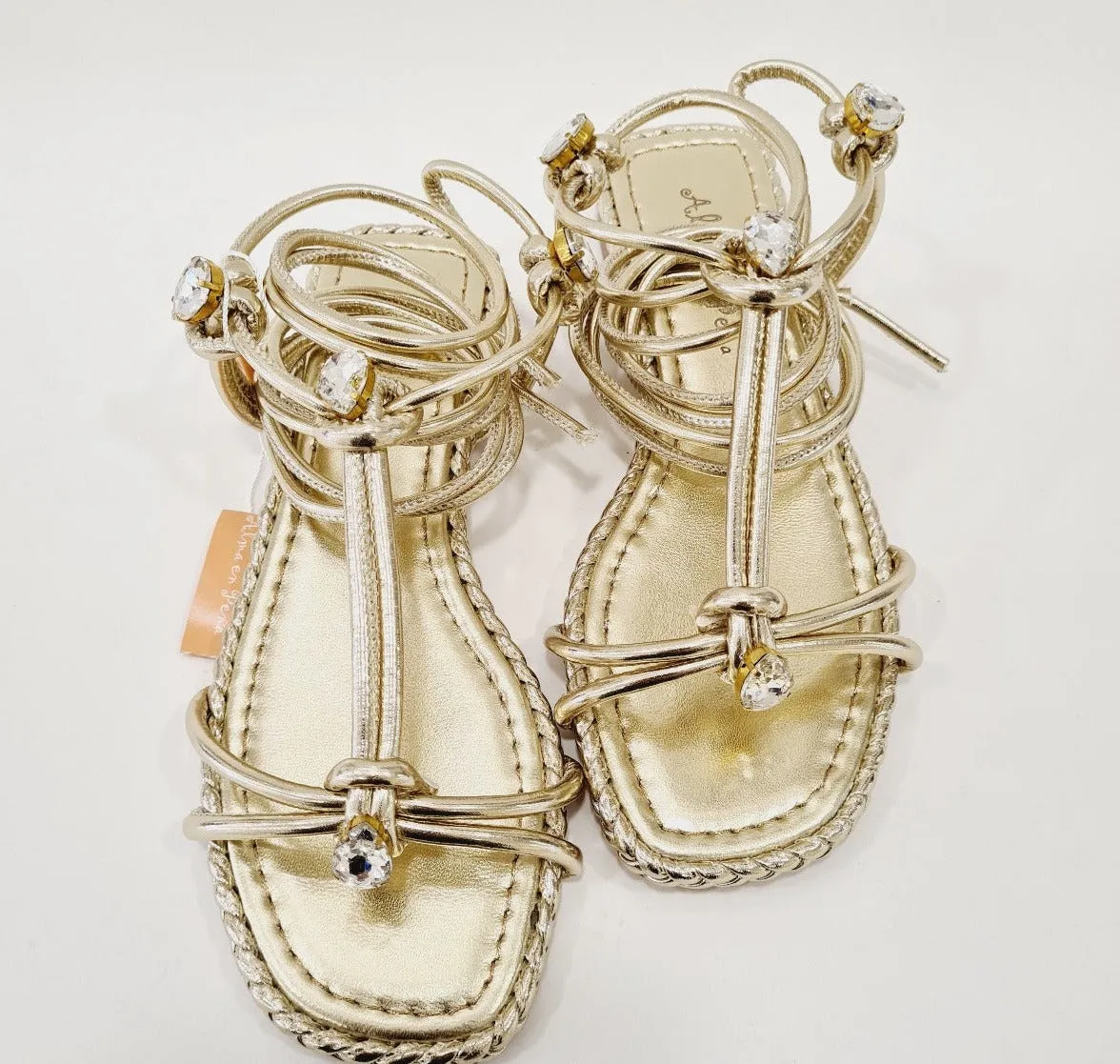 Alma en Pena sandalo alla schiava pelle gold  tacco alto 3 cm pietre gold rif.52