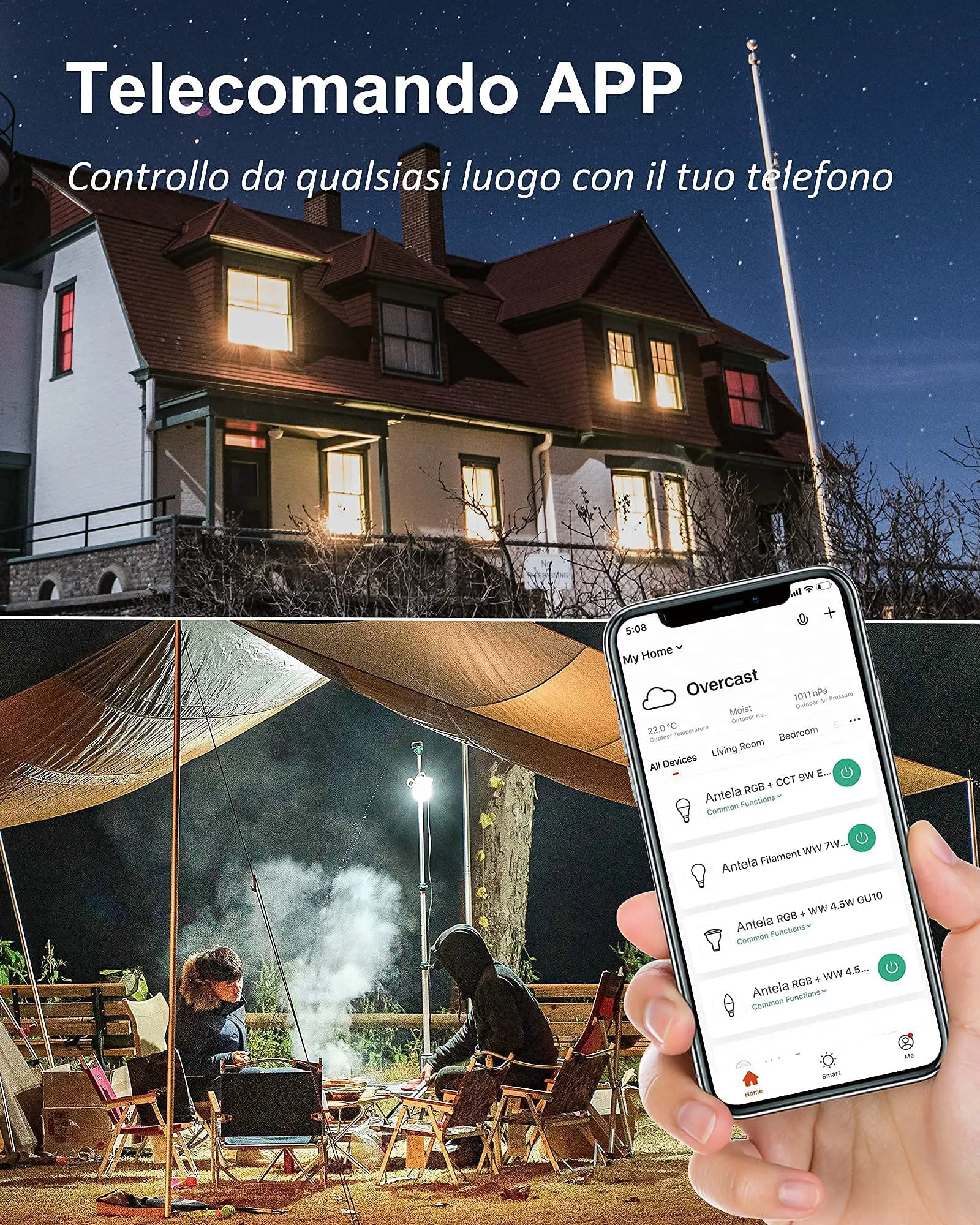 ANTELA Lampadine LED Alexa Inteligente WiFi E27, Dimmerabile Lampadina Smart 9W 806ML 80W equivalente, RGB & 2700K-6500K bianco 