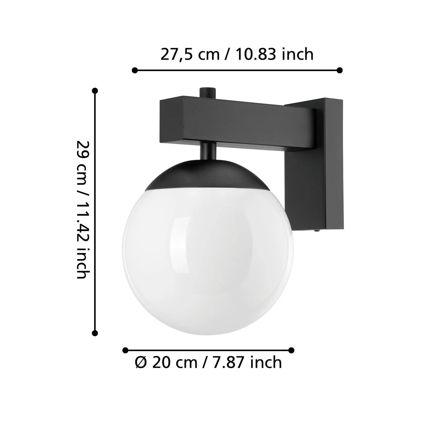 Applique da esterno Bufalata, nero/bianco opale