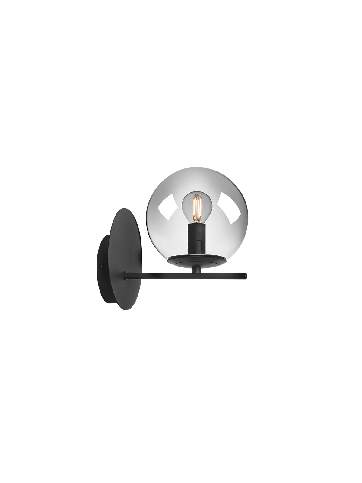 Applique Metallo Nero Boldy Globo Vetro Fume Smarter Lighting