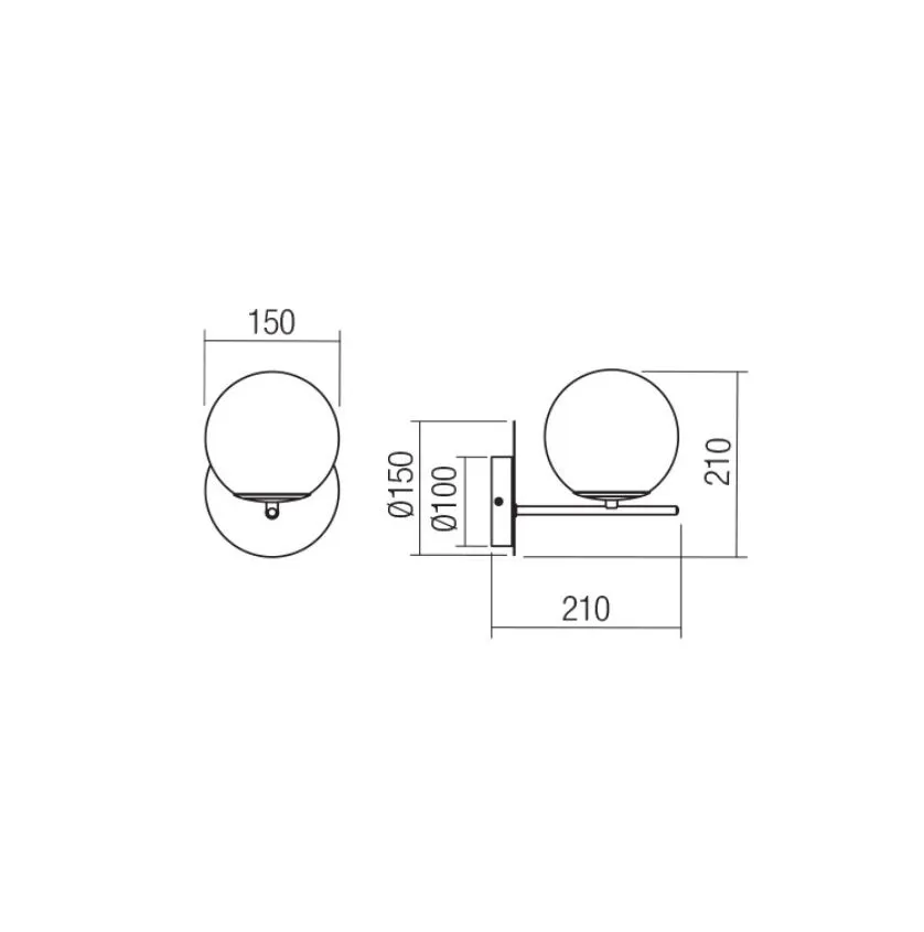 Applique Metallo Nero Boldy Globo Vetro Fume Smarter Lighting