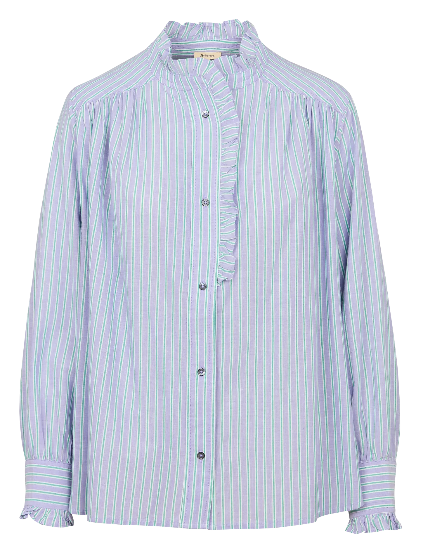  BELLEROSE   CLAUDIA - Camicia a girocollo diritta in cotone a righe | Blu