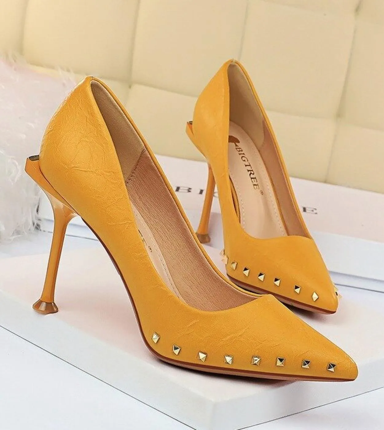 Bigtree Scarpe Décolleté da donna Décolleté in pelle verniciata di lusso Décolleté da donna Scarpe con tacco a spillo Tacchi alt