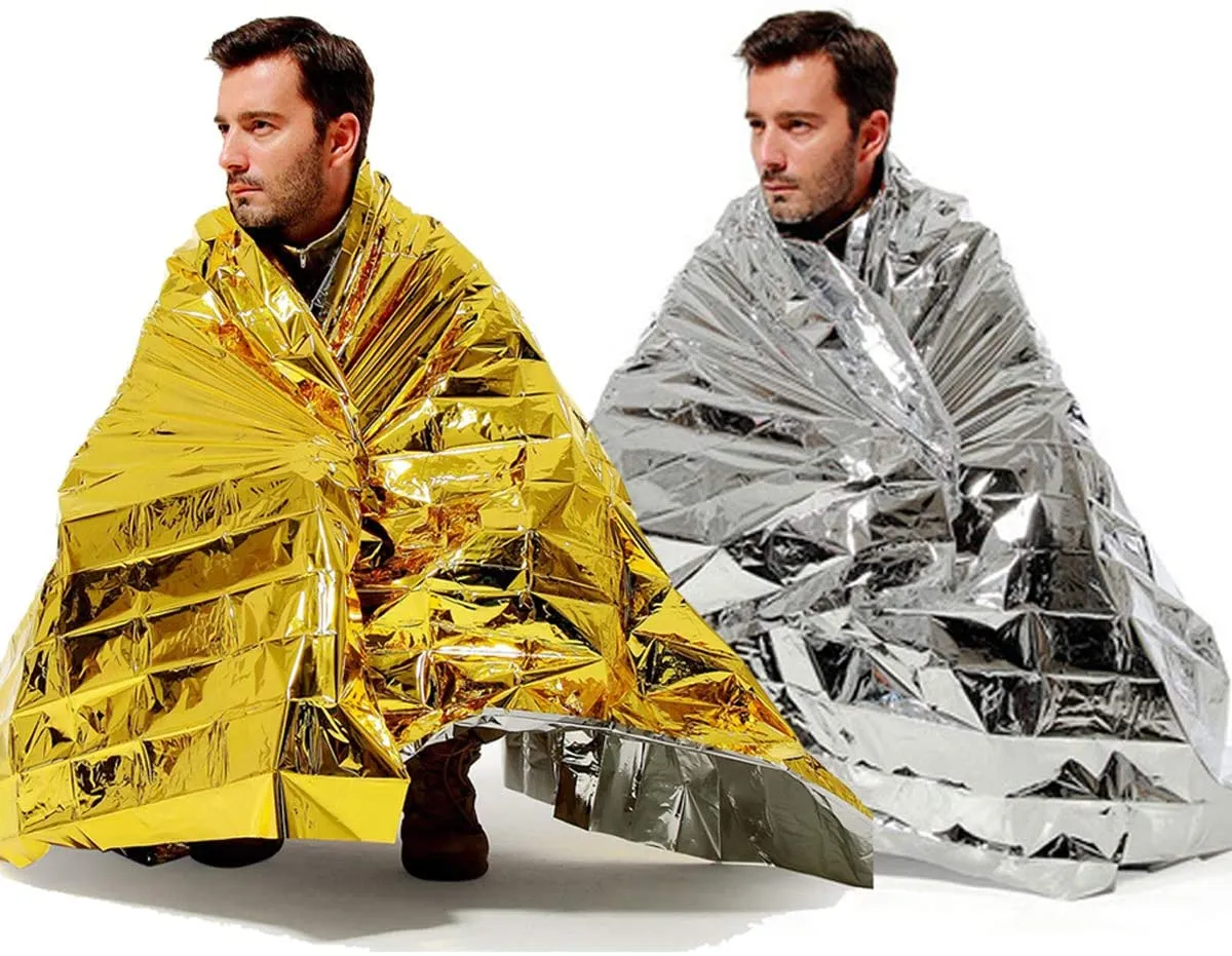 Binhai Telo Termico Sopravvivenza, Coperte di Emergenza, Coperta Termica,Coperte d'emergenza 52x 83 (Confezione da 2)