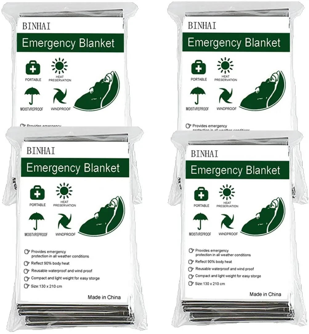 Binhai Telo Termico Sopravvivenza, Coperte di Emergenza, Coperta Termica,Coperte d'emergenza 52x 83 (Confezione da 2)