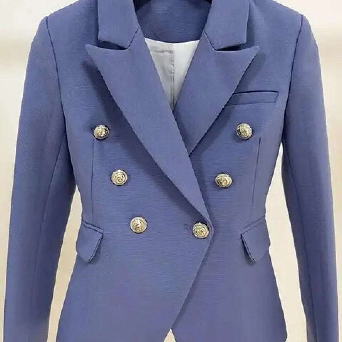Blazer da donna di design classico High Street 2022 Blazer doppiopetto in metallo con leone in argento con bottoni in piqué