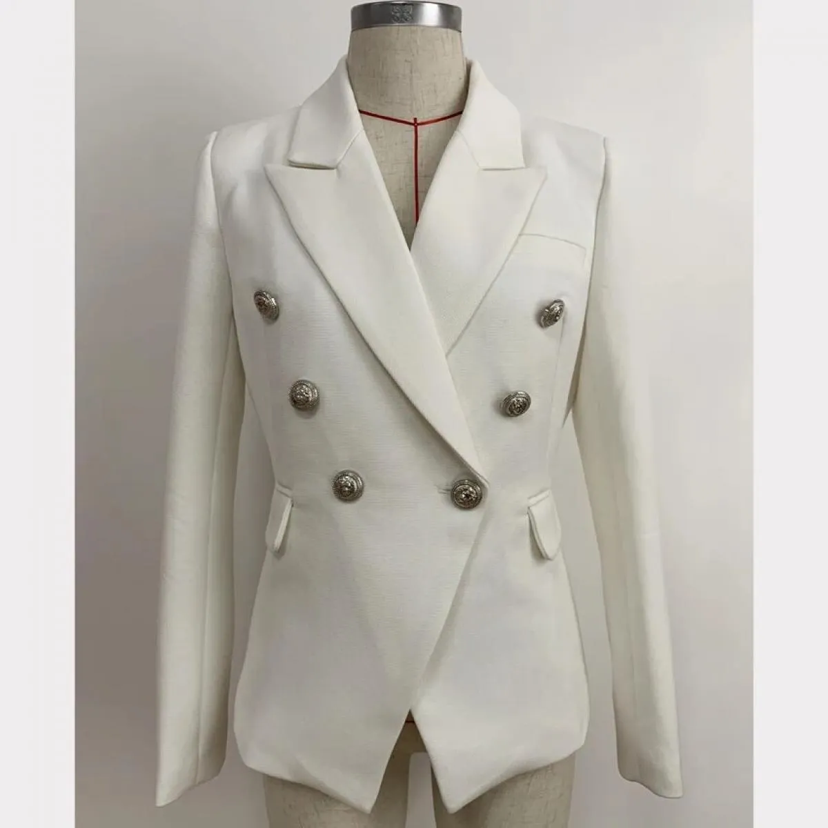 Blazer da donna di design classico High Street 2022 Blazer doppiopetto in metallo con leone in argento con bottoni in piqué