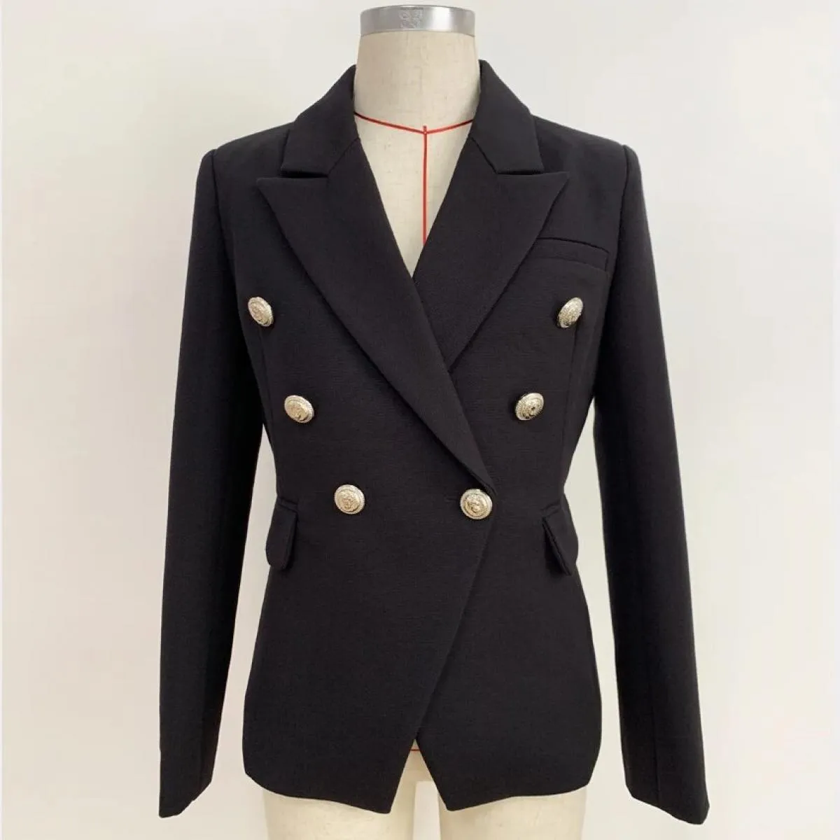 Blazer da donna di design classico High Street 2022 Blazer doppiopetto in metallo con leone in argento con bottoni in piqué
