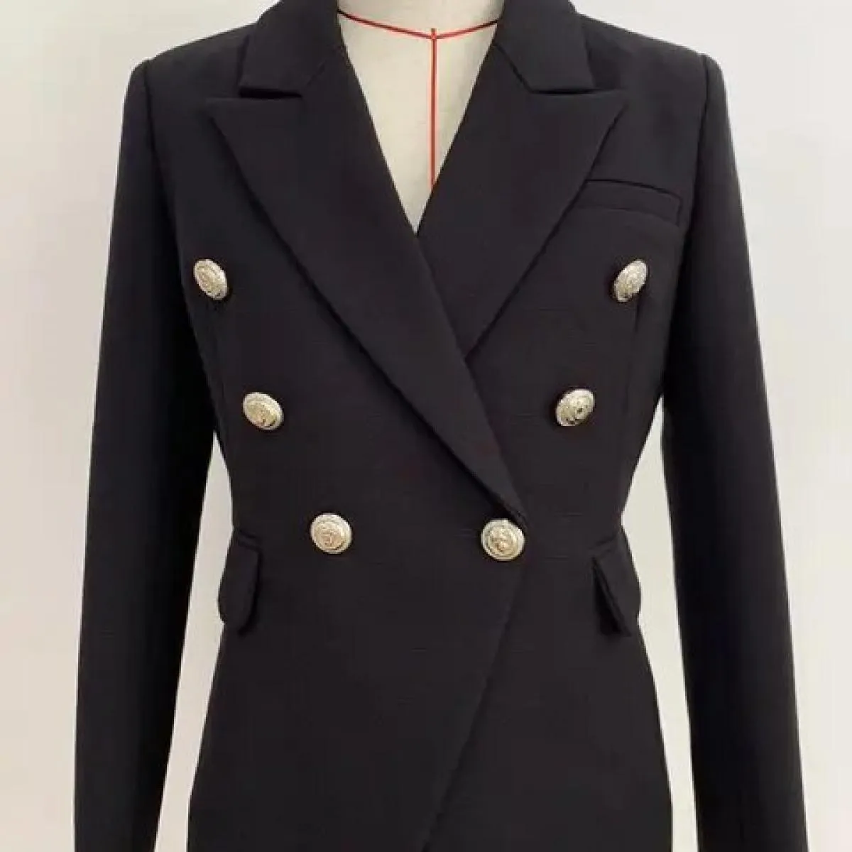 Blazer da donna di design classico High Street 2022 Blazer doppiopetto in metallo con leone in argento con bottoni in piqué