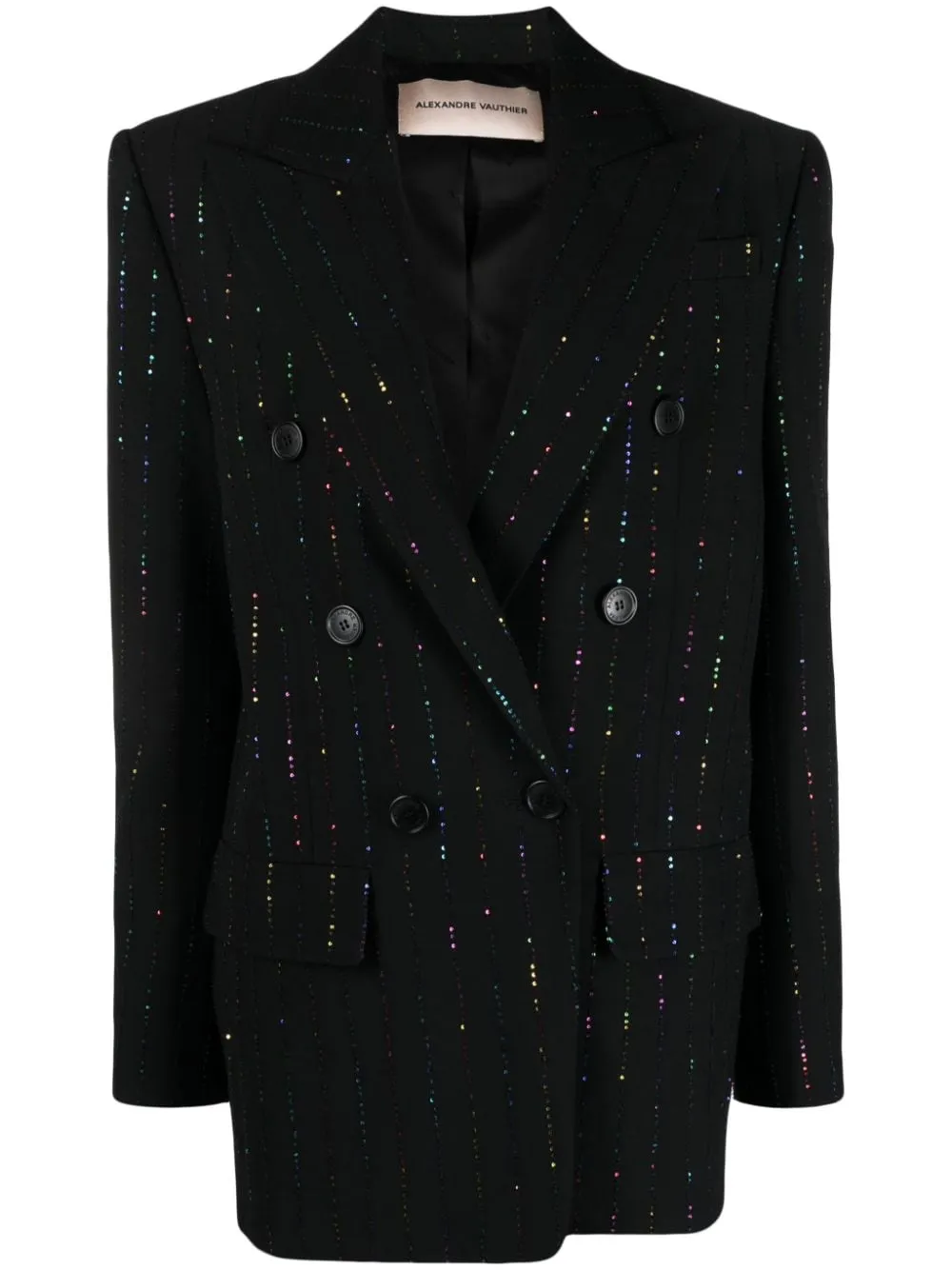 Blazer doppiopetto con strass in nero - donna