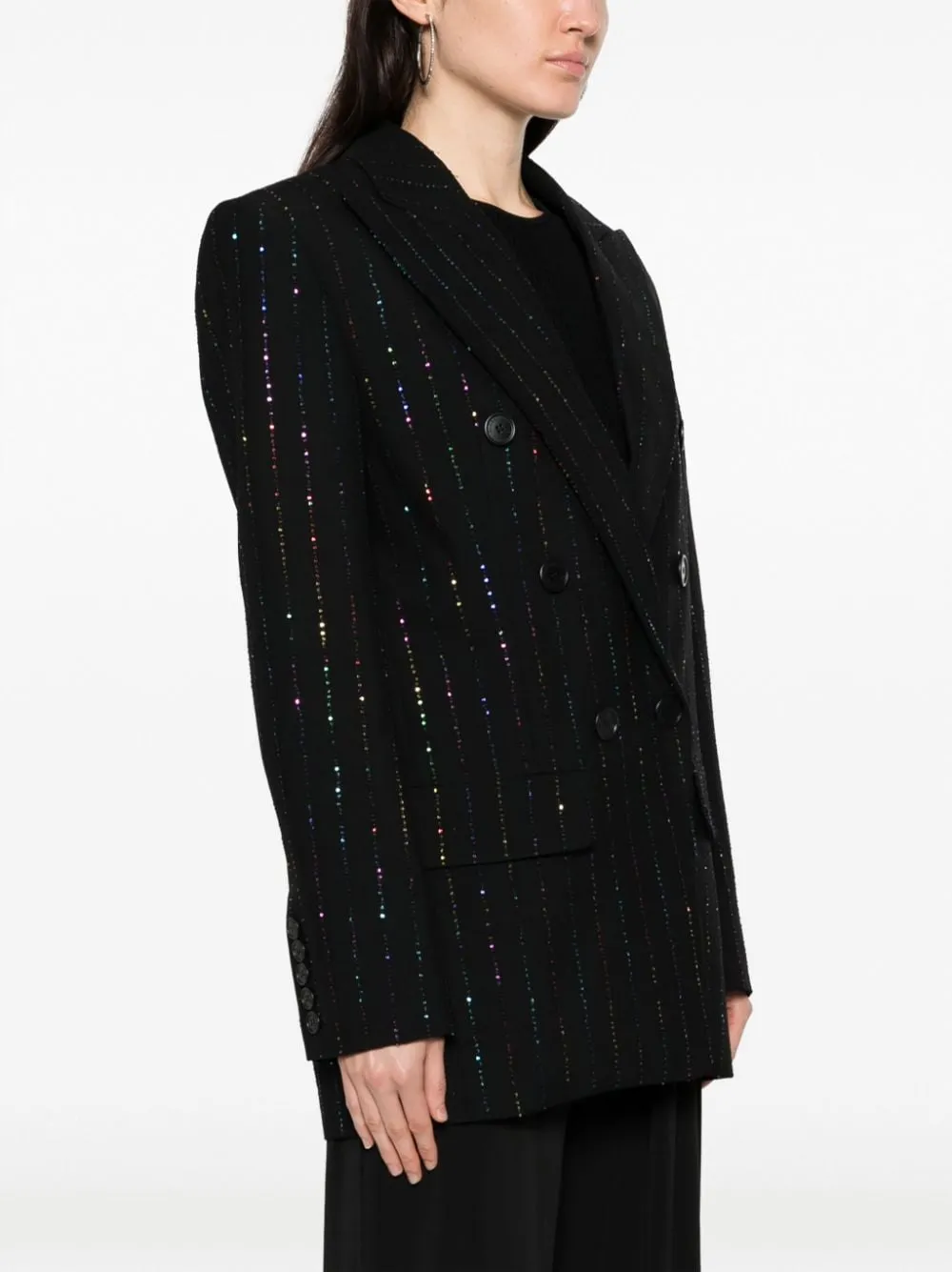 Blazer doppiopetto con strass in nero - donna