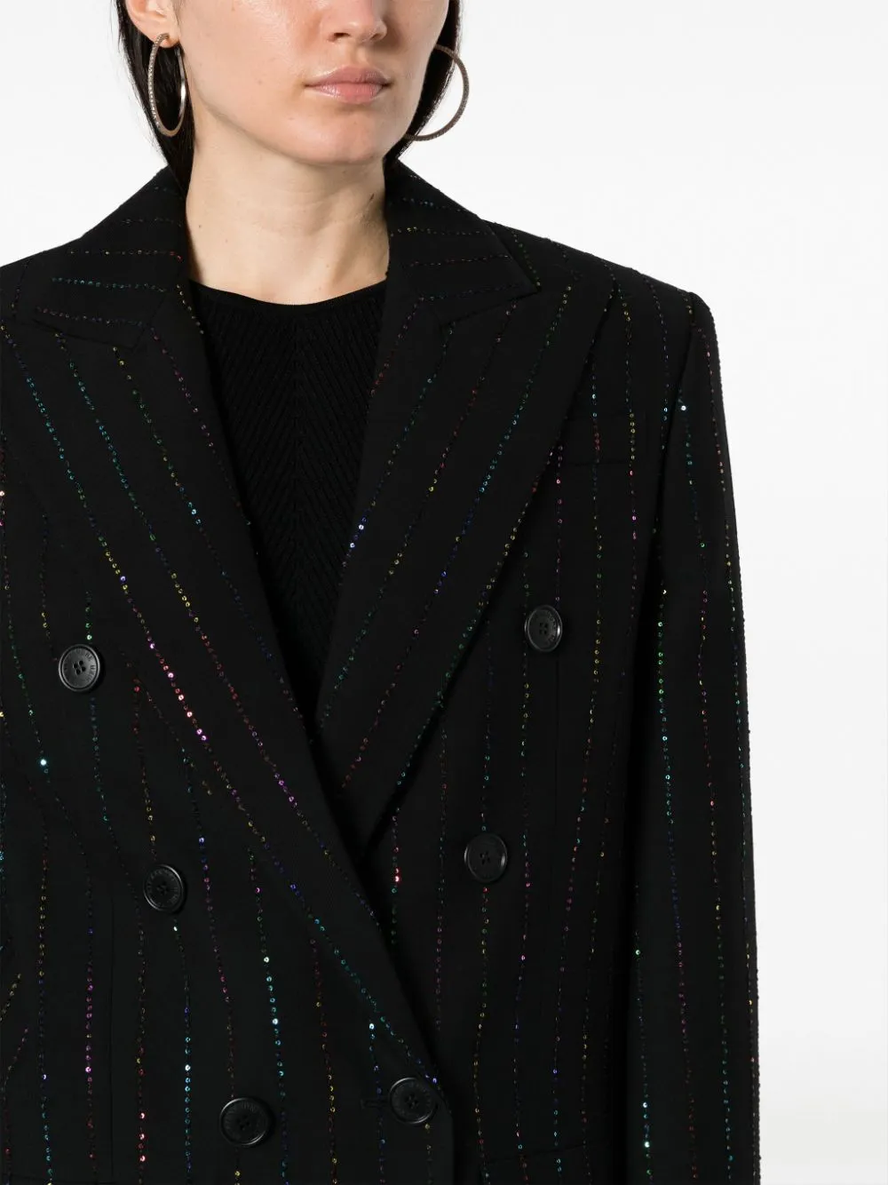 Blazer doppiopetto con strass in nero - donna