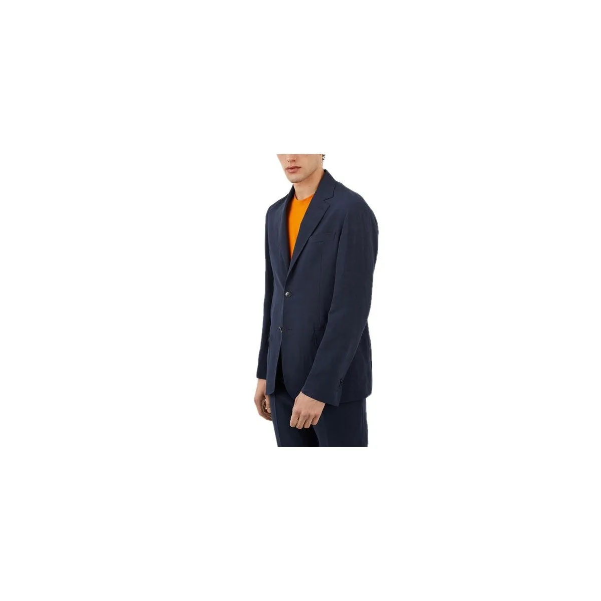 Blazer In Misto Lino Monopetto, Blu