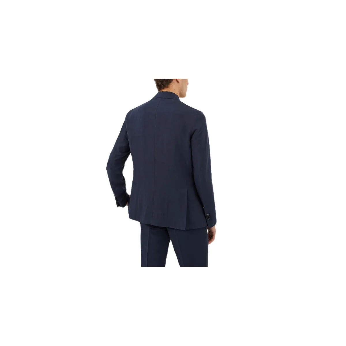 Blazer In Misto Lino Monopetto, Blu