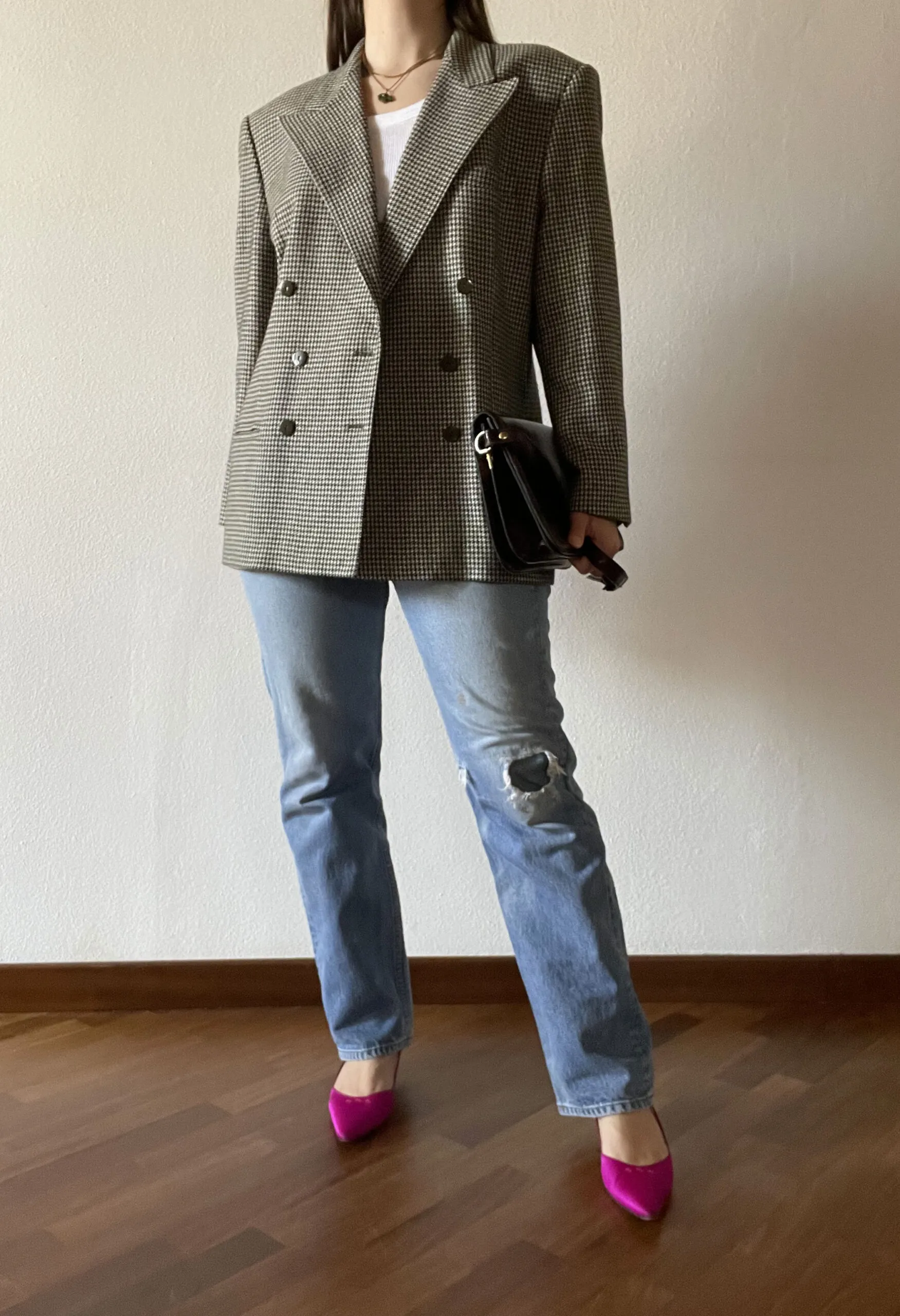 Blazer oversize pied de poule Escada vintage anni ’80