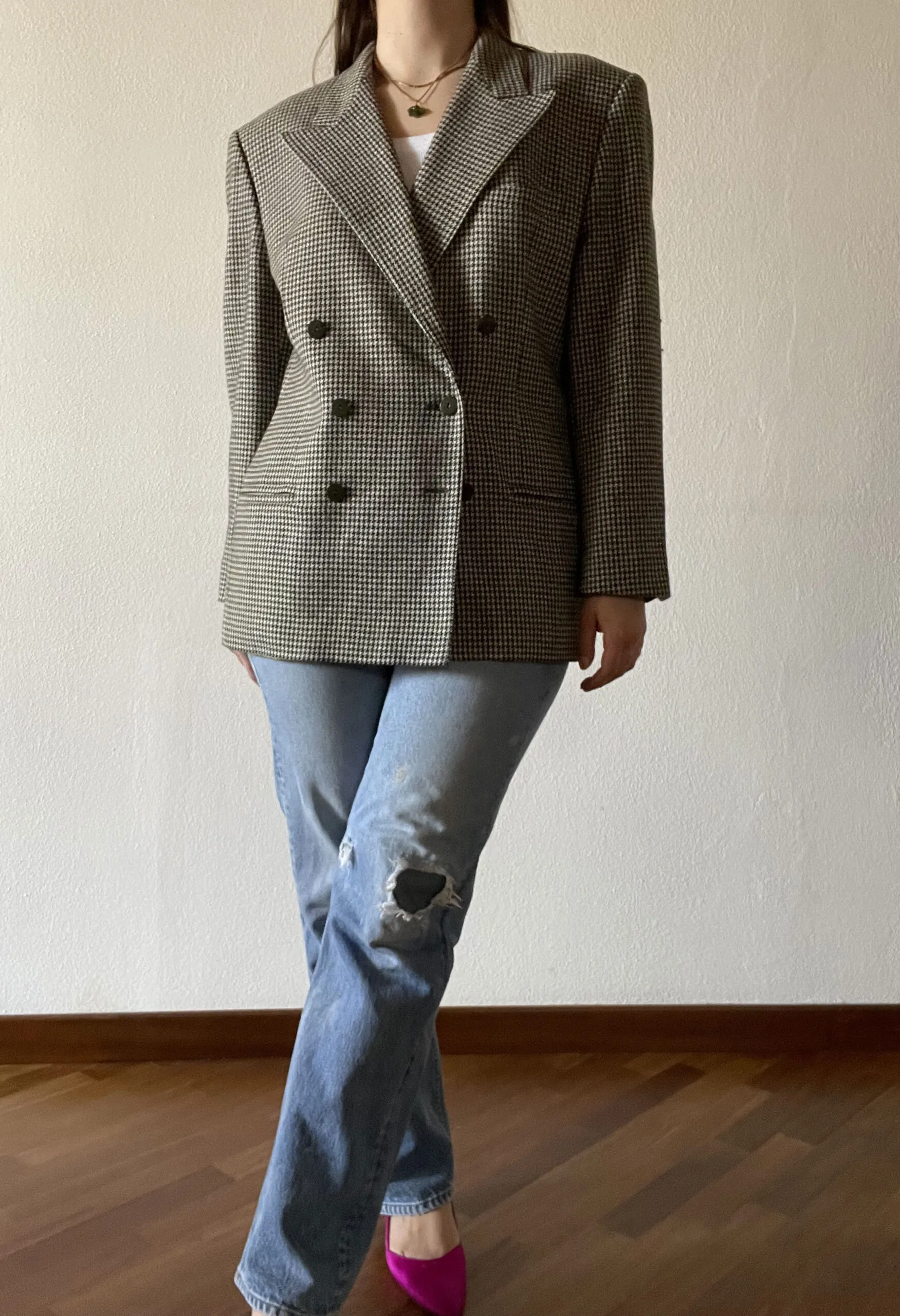 Blazer oversize pied de poule Escada vintage anni ’80