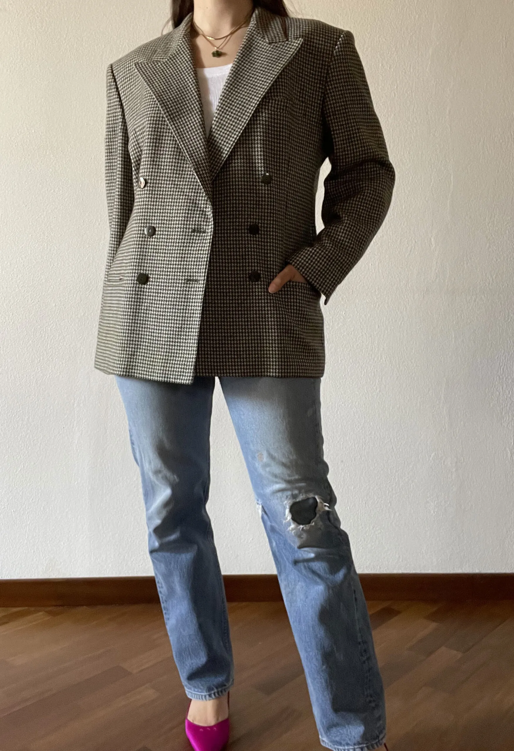 Blazer oversize pied de poule Escada vintage anni ’80