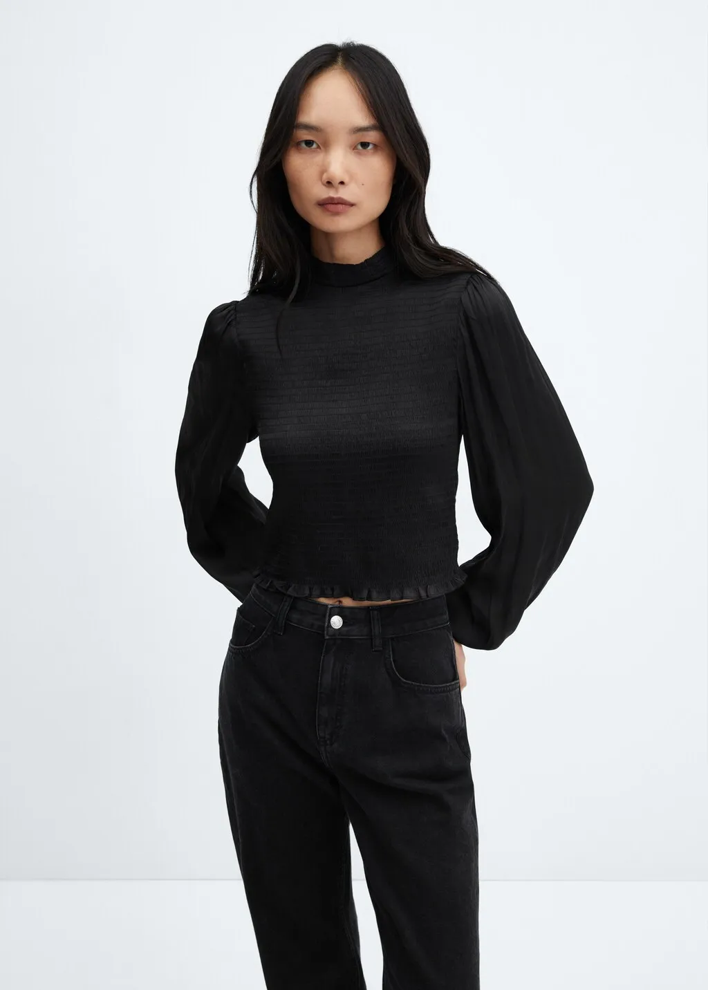 Blusa satinata increspata