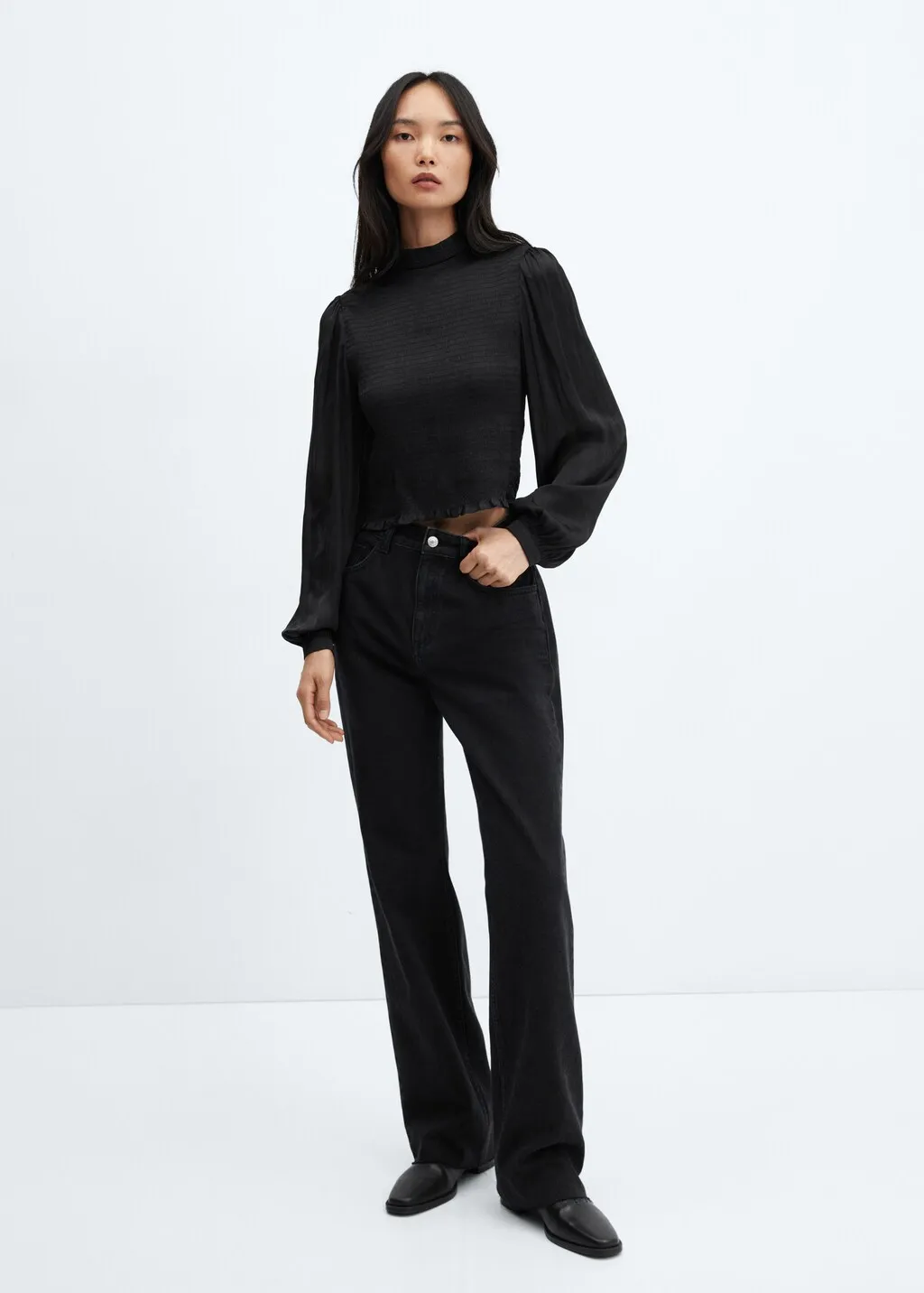 Blusa satinata increspata