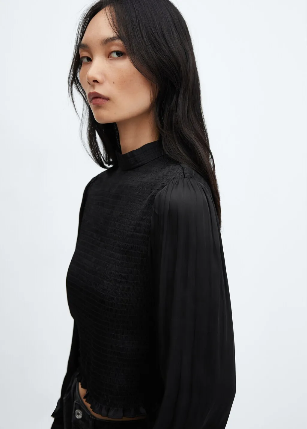 Blusa satinata increspata
