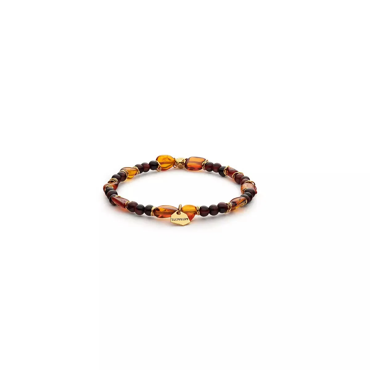 Bracciale Antracite Ambra con Pietre Naturali Fuoco