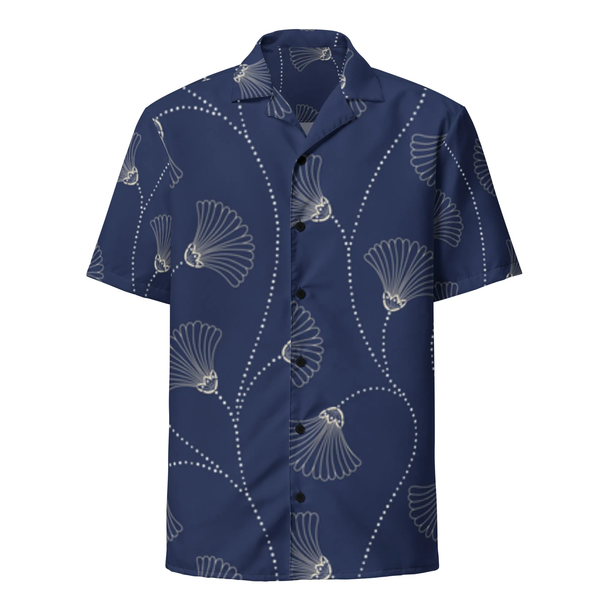 Camicia a maniche corte unisex con fantasia blu