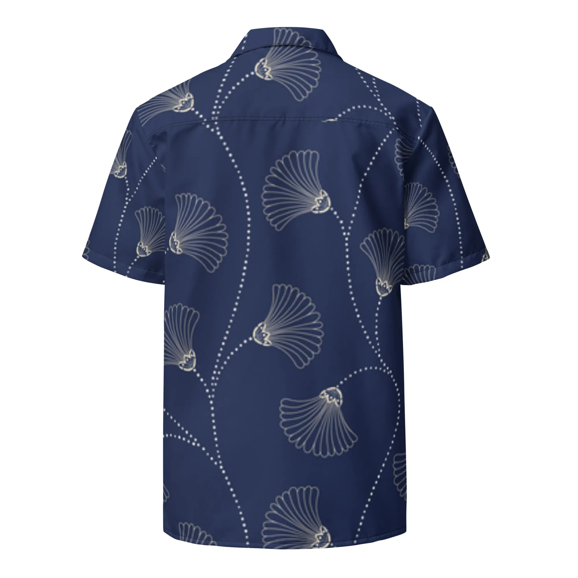 Camicia a maniche corte unisex con fantasia blu
