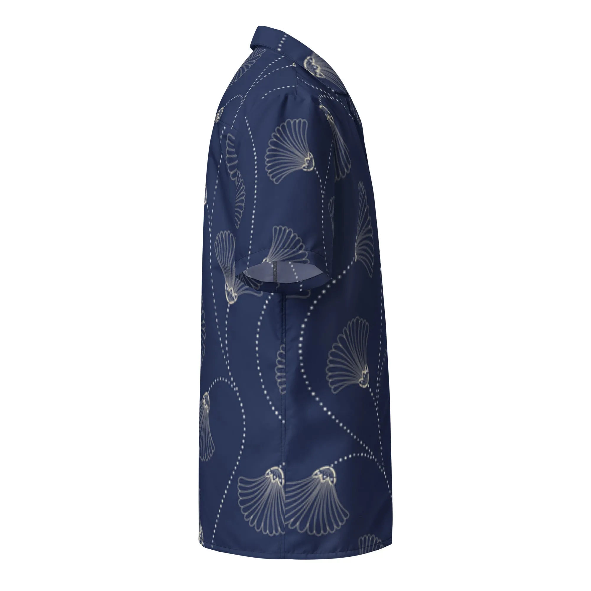 Camicia a maniche corte unisex con fantasia blu