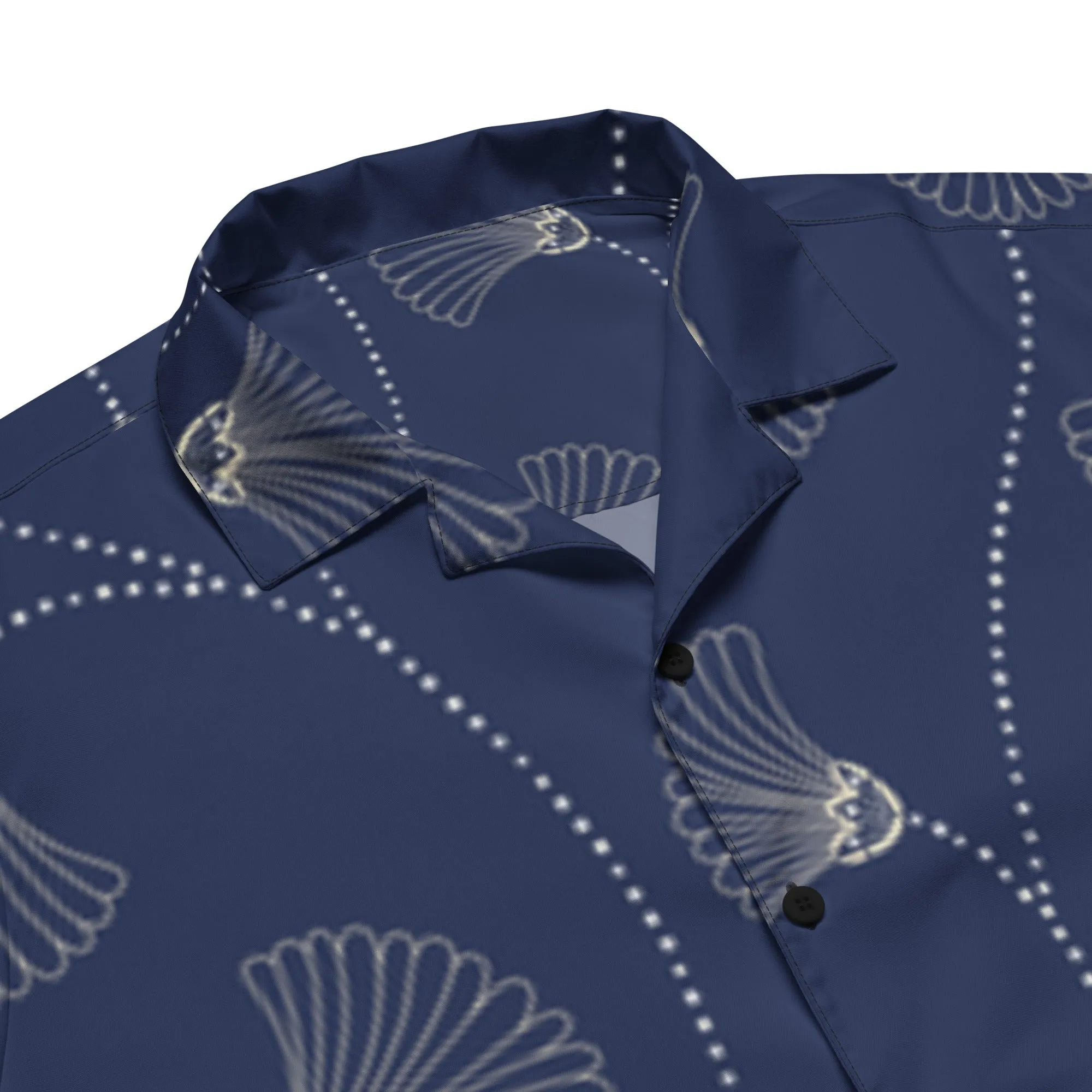 Camicia a maniche corte unisex con fantasia blu