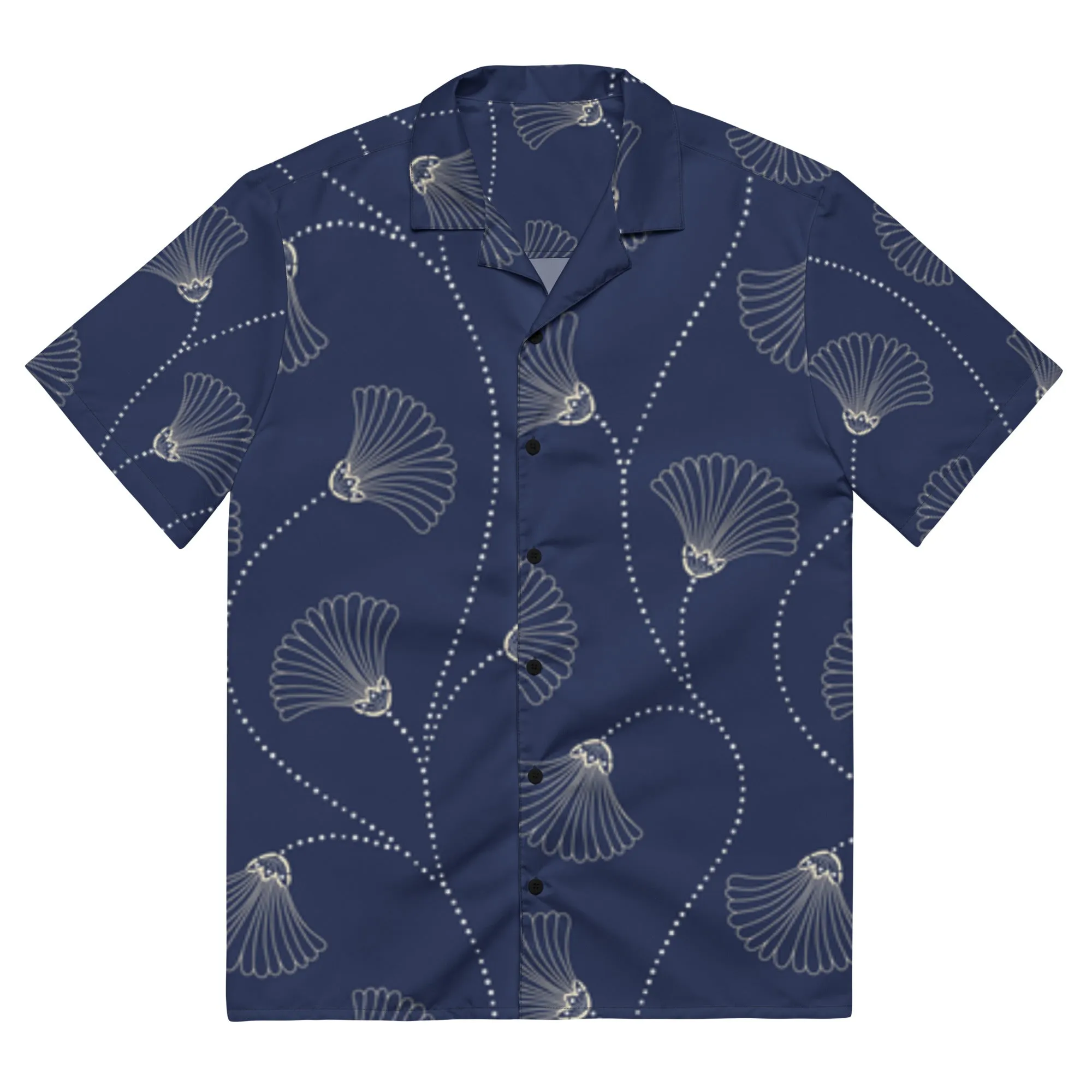 Camicia a maniche corte unisex con fantasia blu