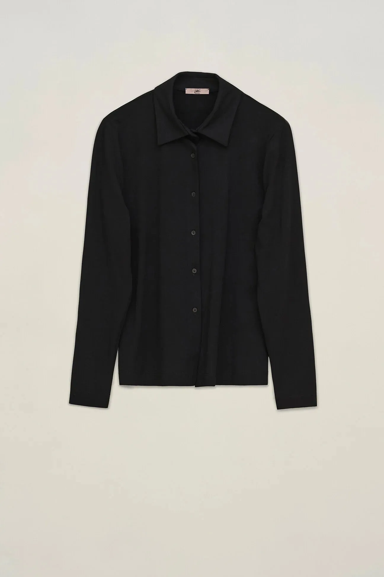 Camicia aderente in jersey viscosa elasticizzato con bottoni madreperla