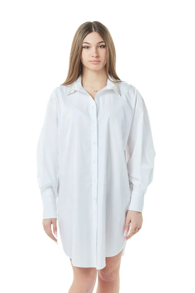 camicia asimmetrica donna celeste